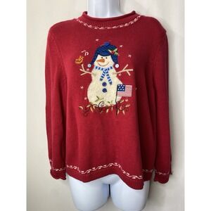 Christopher & Banks Hand Embroidered Womens Christmas Sweater Size Petite XL Y2K
